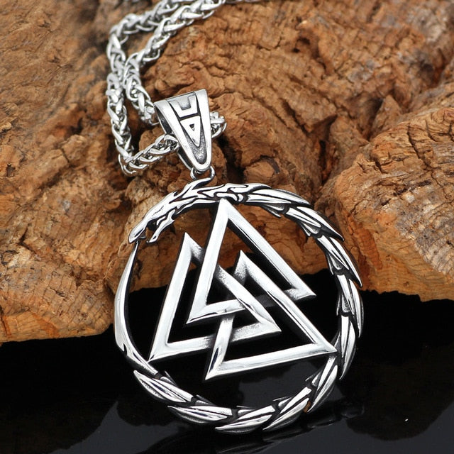 Valknut Jörmungandr Stainless Steel Norse Pendant Necklace with Chain