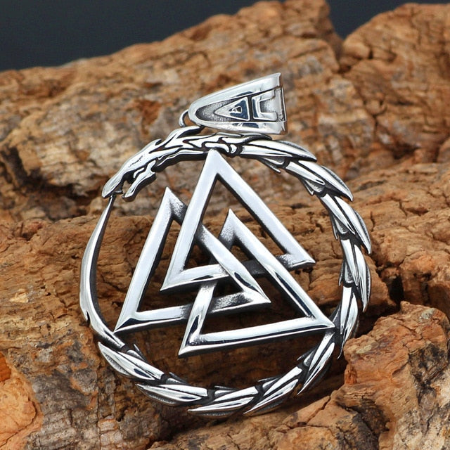 Valknut Jörmungandr Stainless Steel Norse Pendant Necklace with Chain