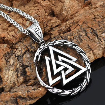 Valknut Jörmungandr Stainless Steel Norse Pendant Necklace with Chain