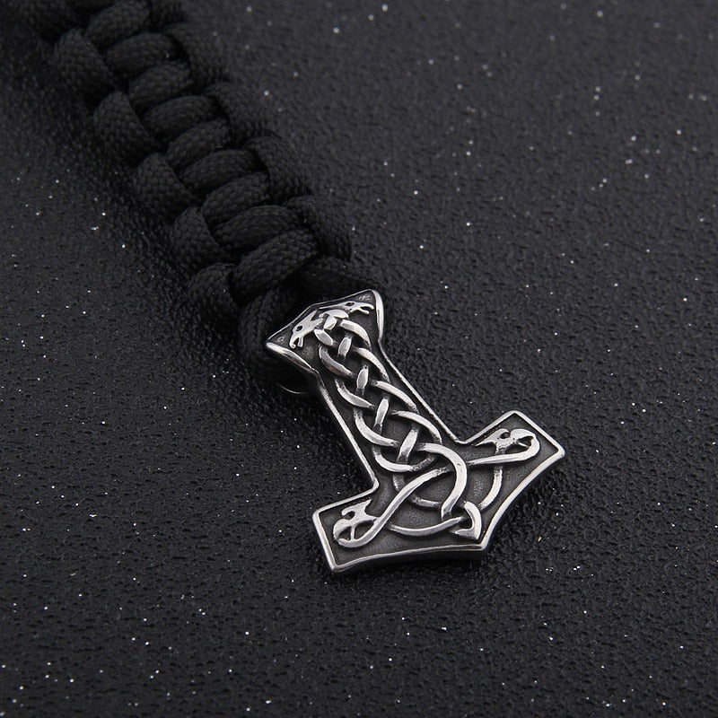 Viking Mjolnir Strength Bracelet Solid Stainless Steel Rope Cord