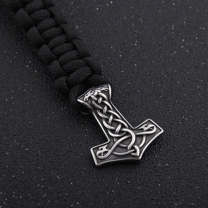 Viking Mjolnir Strength Bracelet Solid Stainless Steel Rope Cord
