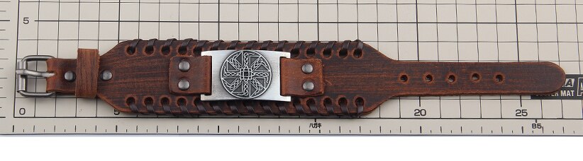 Vegvisir Viking Leather Bracelet Adjustable Norse Compass Charm