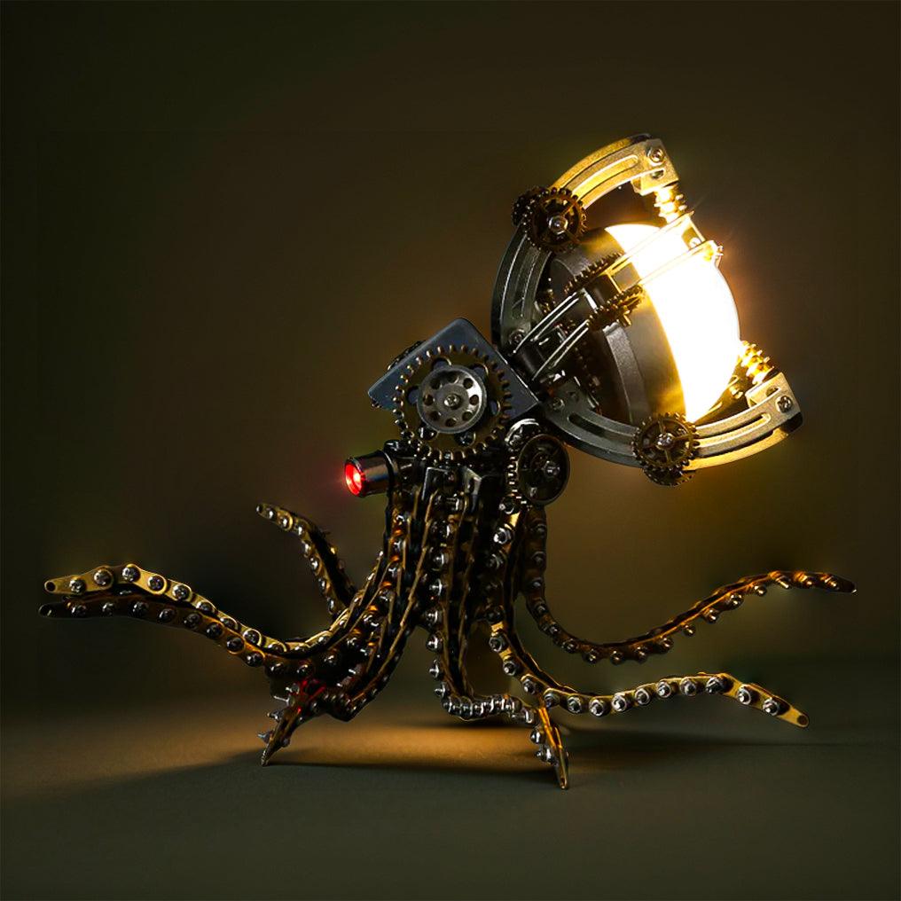 Estrelik™ | DIY 3D Metal Steampunk Galaxy Craft Puzzle Mechanical Octopus with Desk Lamp Model-1060PCS