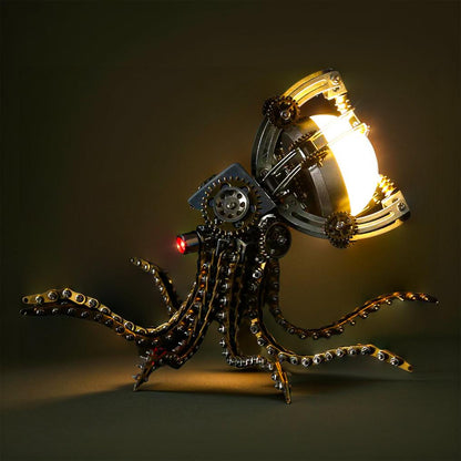 Estrelik™ | DIY 3D Metal Steampunk Galaxy Craft Puzzle Mechanical Octopus with Desk Lamp Model-1060PCS