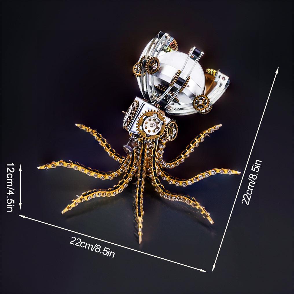 Estrelik™ | DIY 3D Metal Steampunk Galaxy Craft Puzzle Mechanical Octopus with Desk Lamp Model-1060PCS
