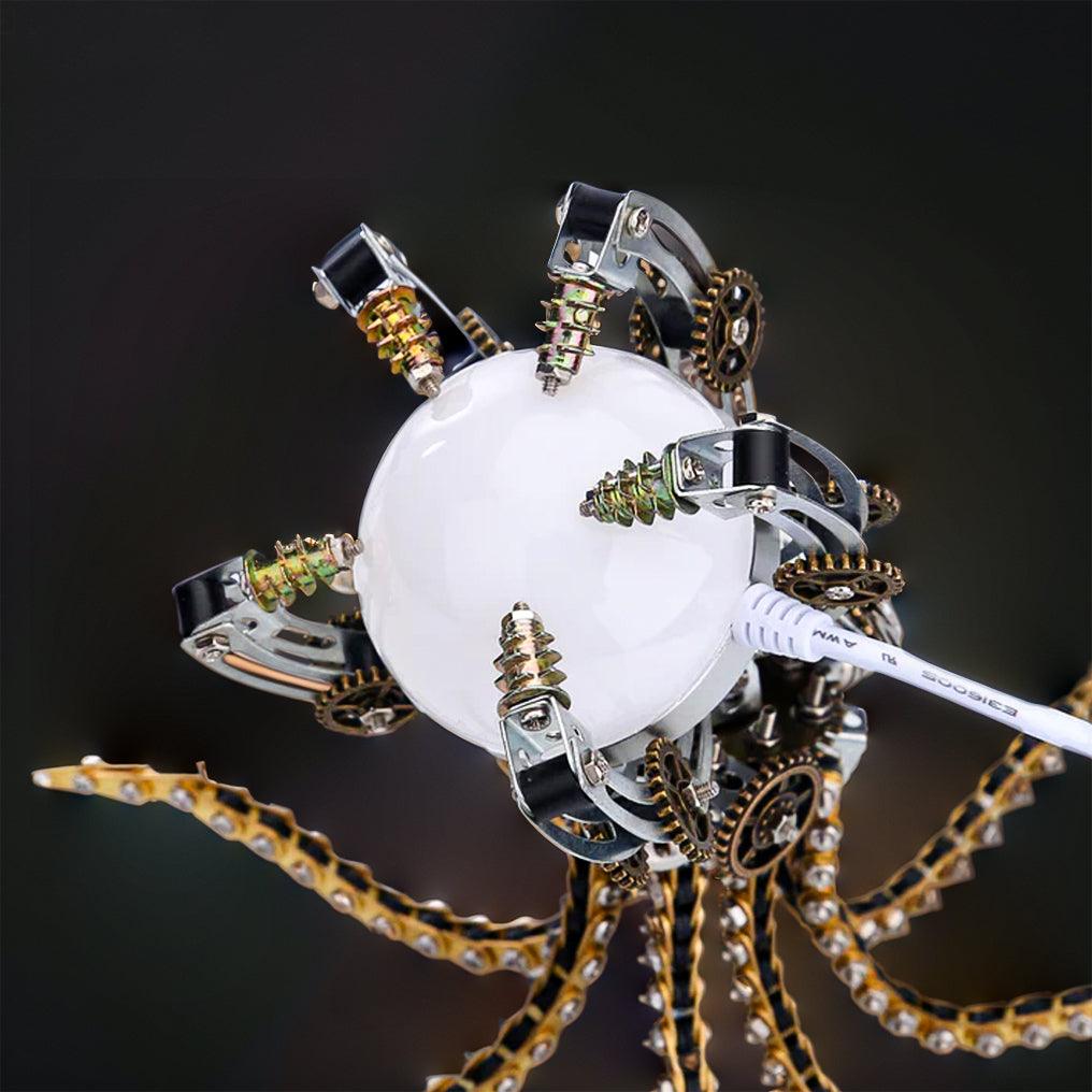 Estrelik™ | DIY 3D Metal Steampunk Galaxy Craft Puzzle Mechanical Octopus with Desk Lamp Model-1060PCS