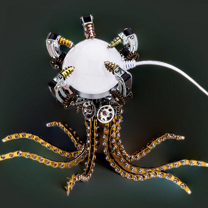 Estrelik™ | DIY 3D Metal Steampunk Galaxy Craft Puzzle Mechanical Octopus with Desk Lamp Model-1060PCS