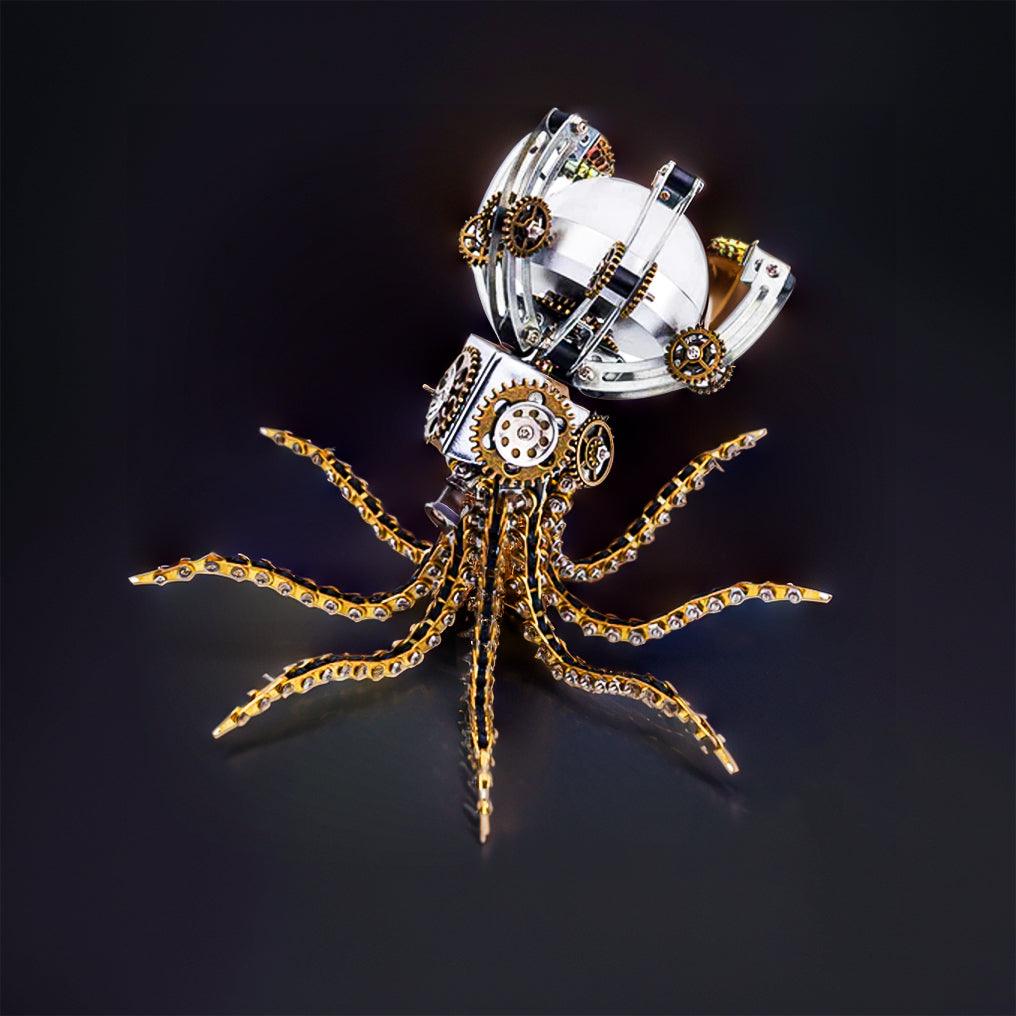 Estrelik™ | DIY 3D Metal Steampunk Galaxy Craft Puzzle Mechanical Octopus with Desk Lamp Model-1060PCS