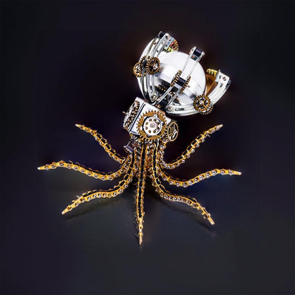 Estrelik™ | DIY 3D Metal Steampunk Galaxy Craft Puzzle Mechanical Octopus with Desk Lamp Model-1060PCS
