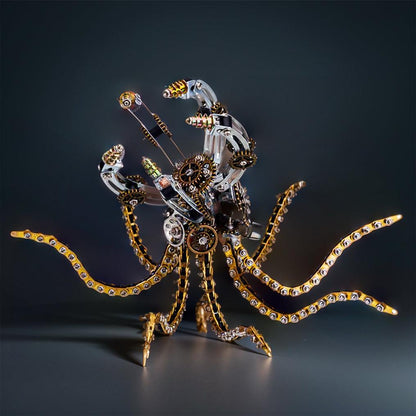 Estrelik™ | DIY 3D Metal Steampunk Galaxy Craft Puzzle Mechanical Octopus with Desk Lamp Model-1060PCS