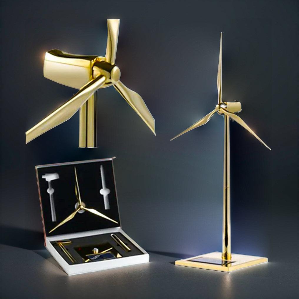Estrelik™ | DIY 3D Metal Windmill Solar Powered Wind Turbine Assembly Model Golden