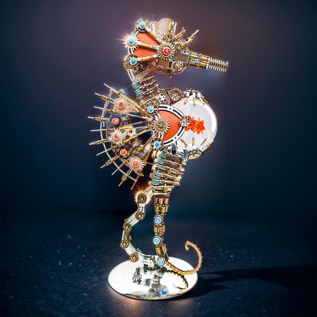 Estrelik™ | DIY 3D Metal Steampunk Mechanical Seahorse Puzzle with Lamp Model-2100PCS