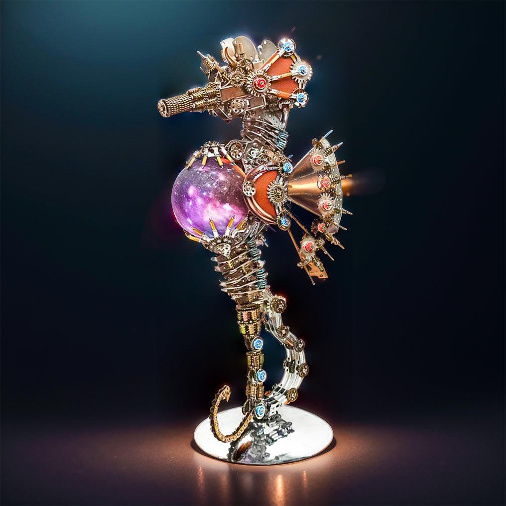 Estrelik™ | DIY 3D Metal Steampunk Mechanical Seahorse Puzzle with Lamp Model-2100PCS