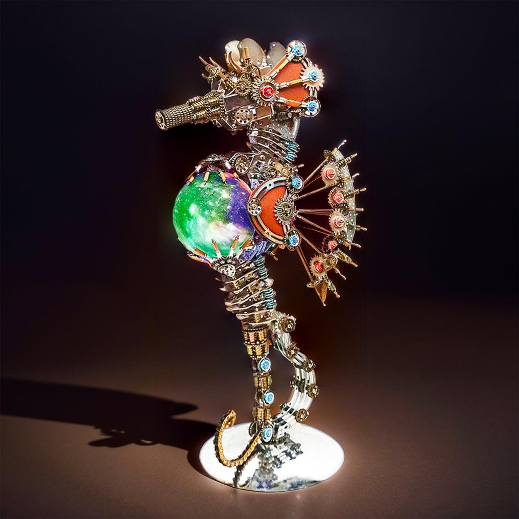 Estrelik™ | DIY 3D Metal Steampunk Mechanical Seahorse Puzzle with Lamp Model-2100PCS