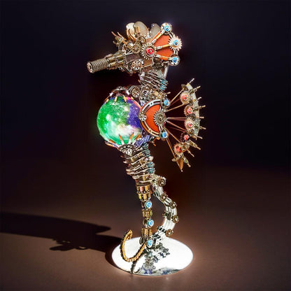 Estrelik™ | DIY 3D Metal Steampunk Mechanical Seahorse Puzzle with Lamp Model-2100PCS