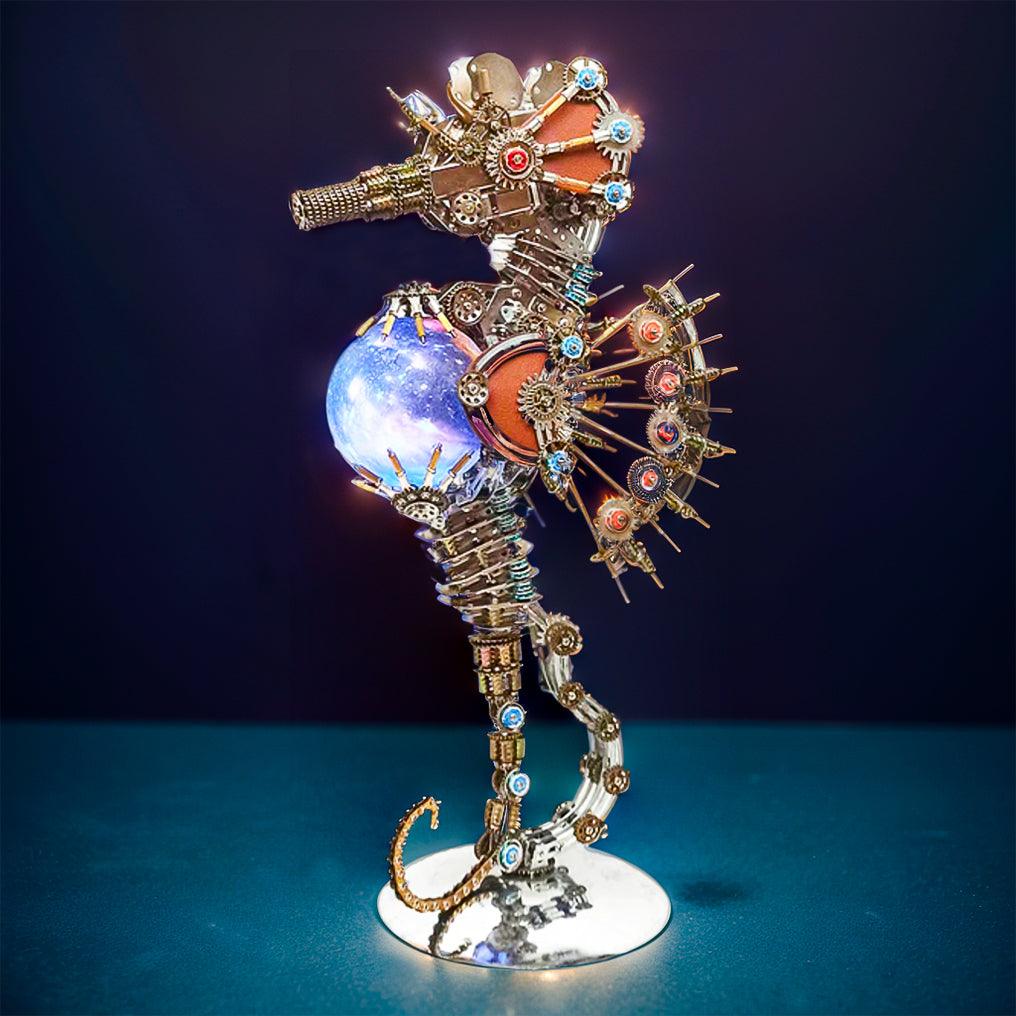 Estrelik™ | DIY 3D Metal Steampunk Mechanical Seahorse Puzzle with Lamp Model-2100PCS