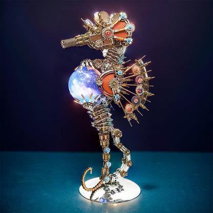 Estrelik™ | DIY 3D Metal Steampunk Mechanical Seahorse Puzzle with Lamp Model-2100PCS