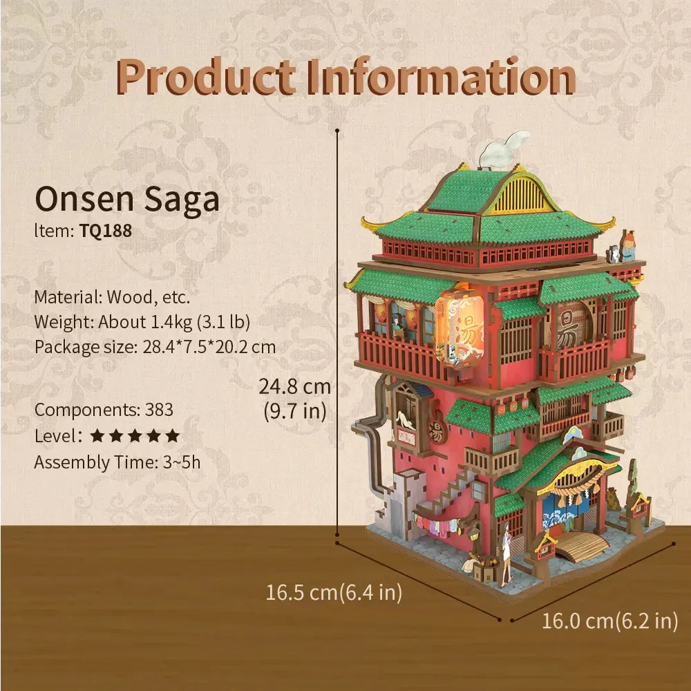 Estrelik™ | 3D Wooden Puzzle Onsen Saga Miniature kit