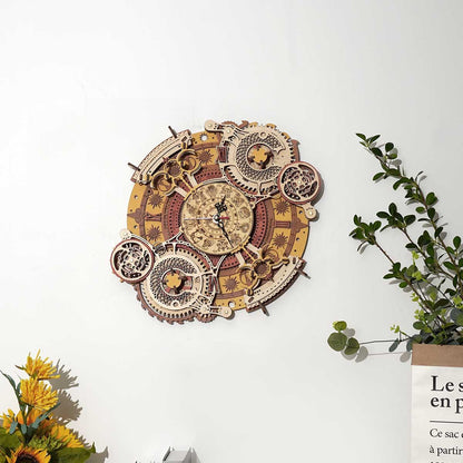 Estrelik™ | Enchanted Zodiac Wall Clock Time Keeper -  3D Wooden Model kit