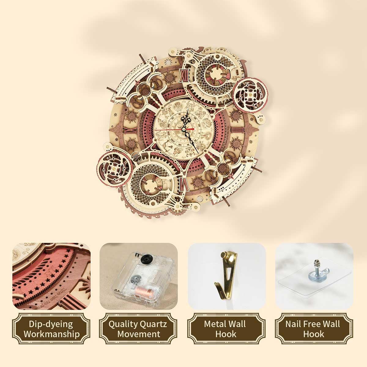 Estrelik™ | Enchanted Zodiac Wall Clock Time Keeper -  3D Wooden Model kit