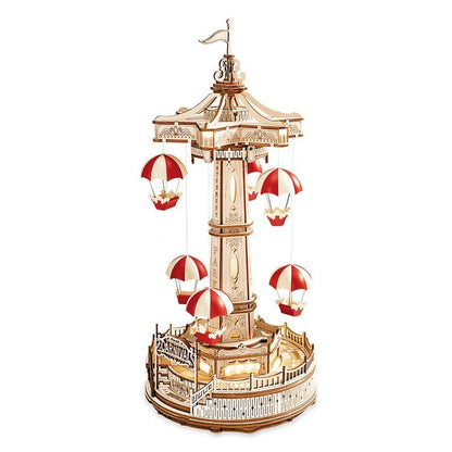 Estrelik™ | Parachute Tower DIY Music Box 3D Wooden Puzzle