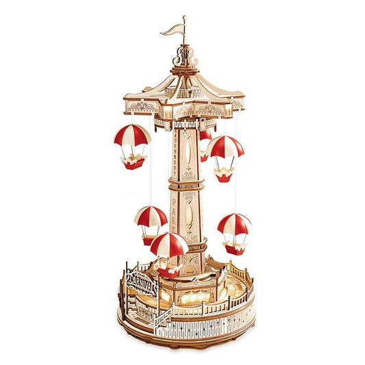 Estrelik™ | Parachute Tower DIY Music Box 3D Wooden Puzzle