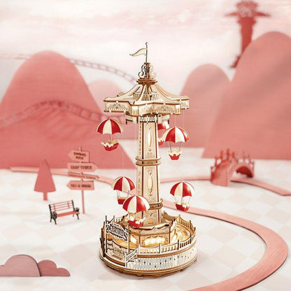 Estrelik™ | Parachute Tower DIY Music Box 3D Wooden Puzzle