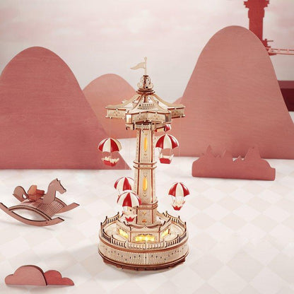 Estrelik™ | Parachute Tower DIY Music Box 3D Wooden Puzzle
