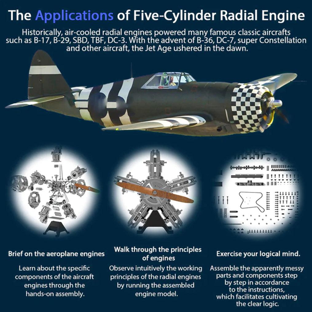 Estrelik™ | DIY 1/6 Full Metal 5 Cylinder Radial Engine Model Kit