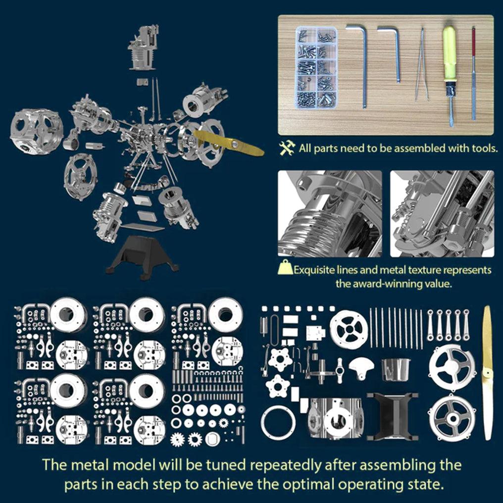 Estrelik™ | DIY 1/6 Full Metal 5 Cylinder Radial Engine Model Kit