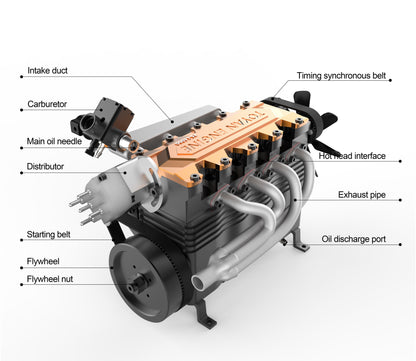 Estrelik™ | DIY OHC L4 Engine 14CC Gasoline Water-cooled Engine Model Kit FS-L400BGC