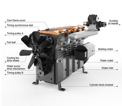 Estrelik™ | DIY OHC L4 Engine 14CC Gasoline Water-cooled Engine Model Kit FS-L400BGC