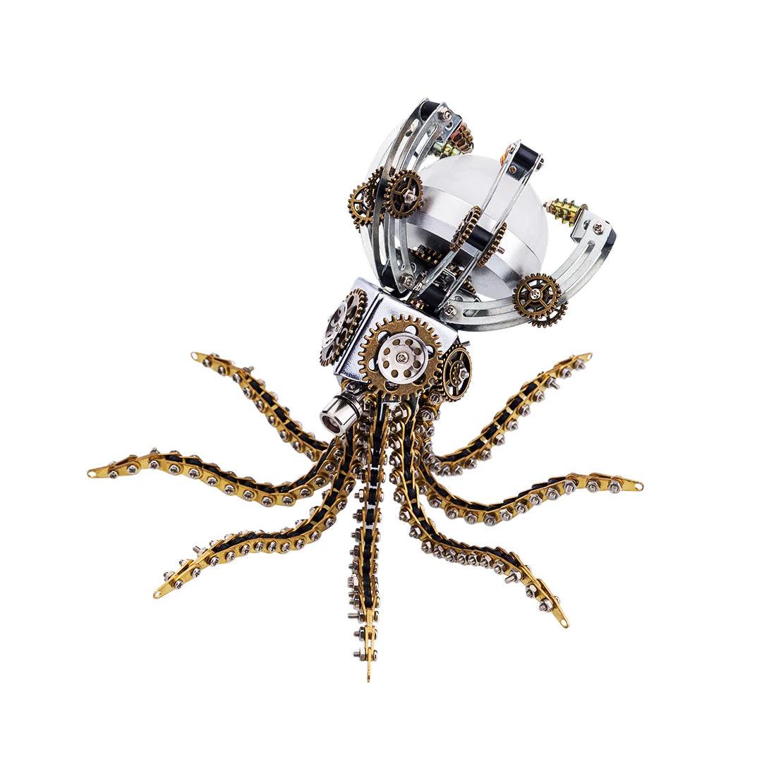 Estrelik™ | DIY 3D Metal Steampunk Galaxy Craft Puzzle Mechanical Octopus with Desk Lamp Model-1060PCS