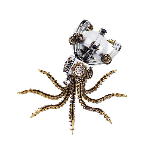 Estrelik™ | DIY 3D Metal Steampunk Galaxy Craft Puzzle Mechanical Octopus with Desk Lamp Model-1060PCS