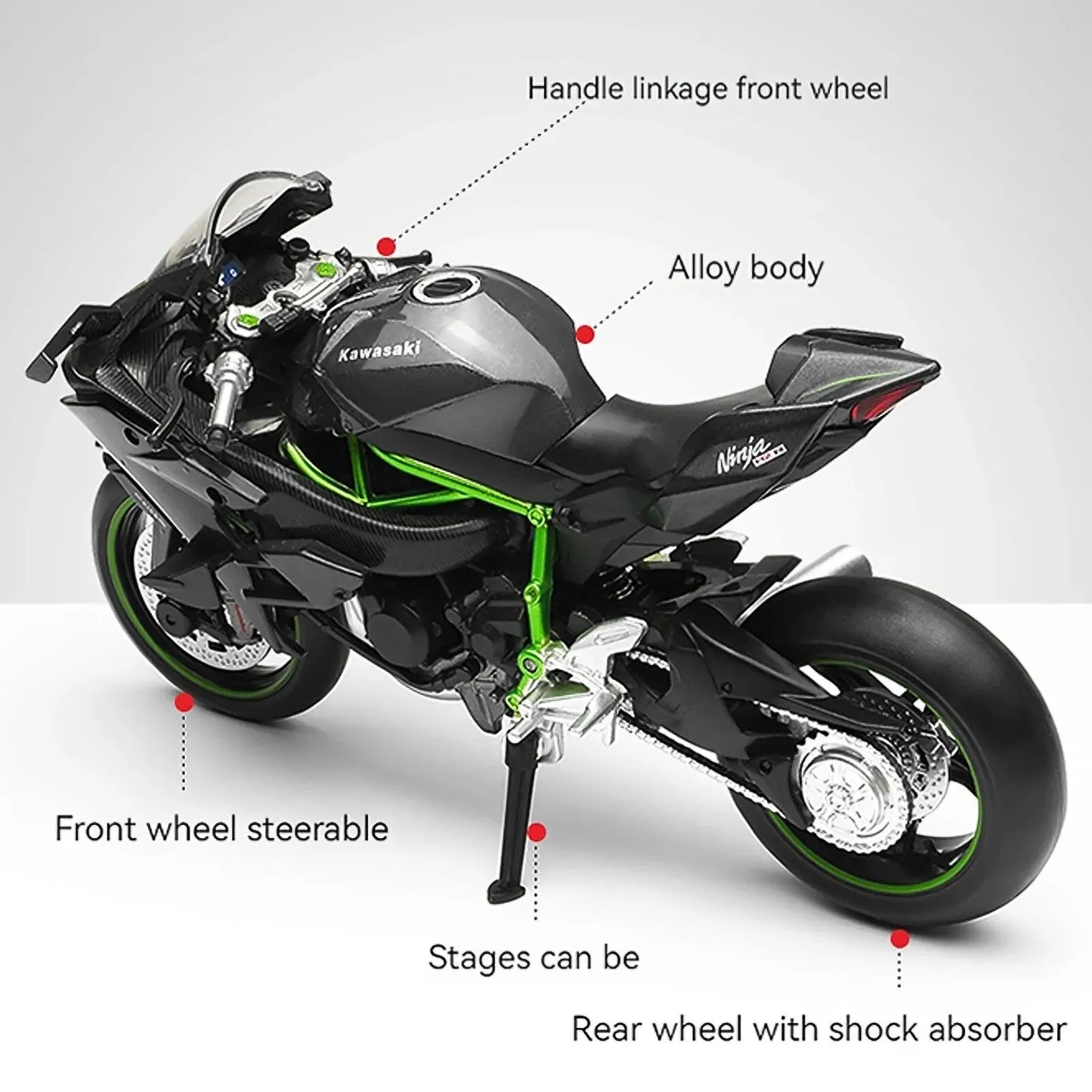 Estrelik™ | Elite 1:12 Ninja H2R Motorcycle Die-Cast Model