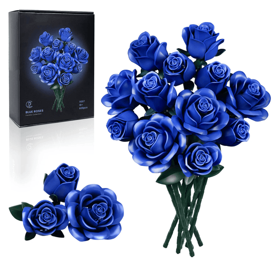 Estrelik™ | Eternal Blue Rose Bouquet Building Blocks Set