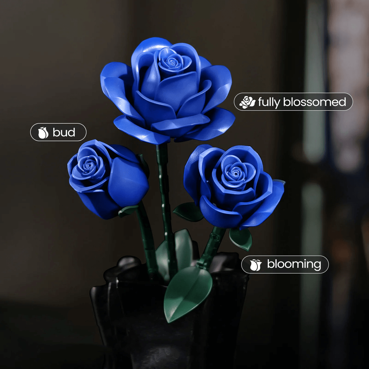 Estrelik™ | Eternal Blue Rose Bouquet Building Blocks Set