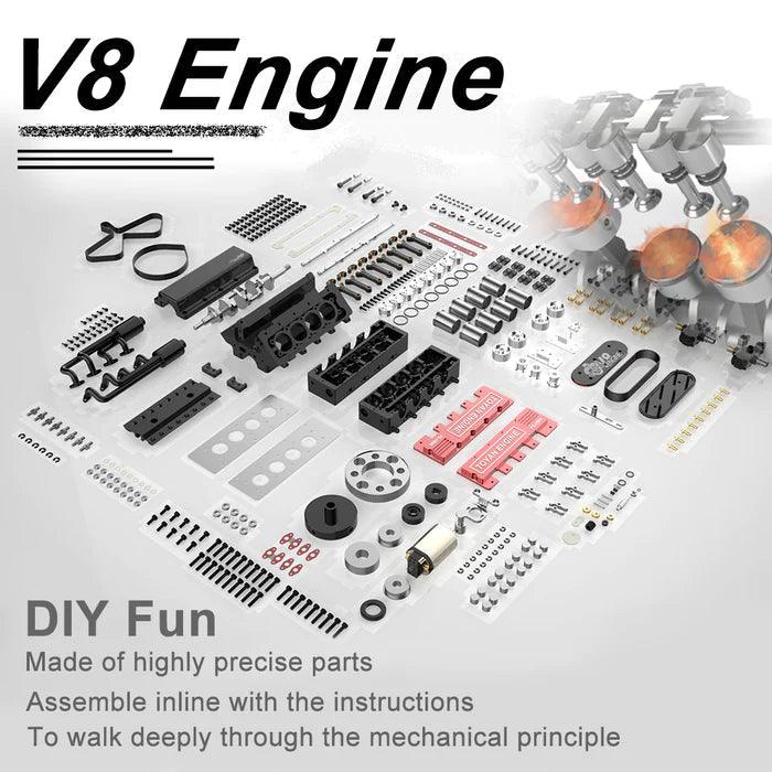 Estrelik™ | DIY V8 Engine Model With Starter Kit That Run 28cc Gasoline/Nitro Engine KIT FS-V800