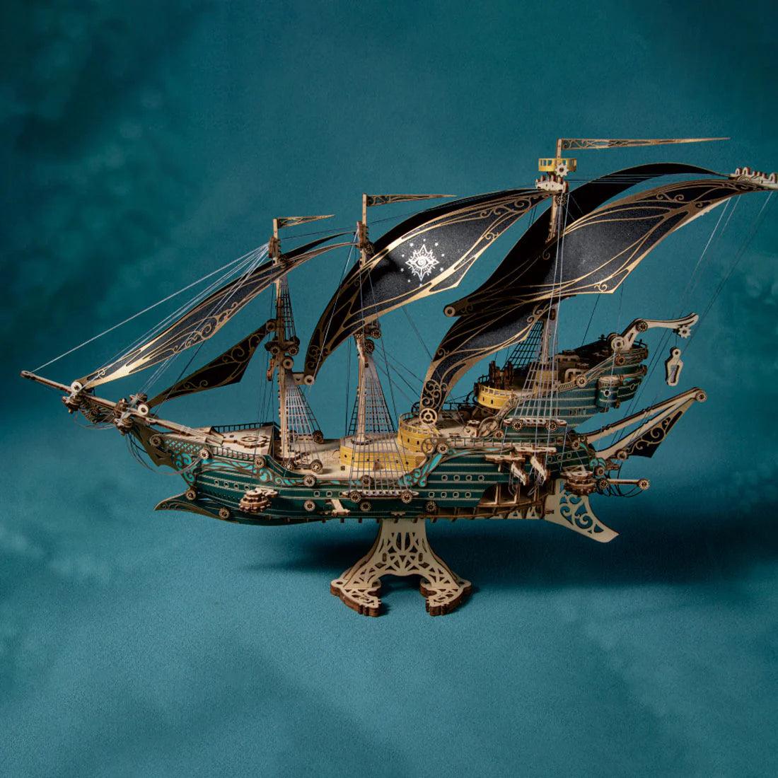 Estrelik™ | Secrets of the Aether 3D Steampunk Pirate Ship Wooden Assembly Kit