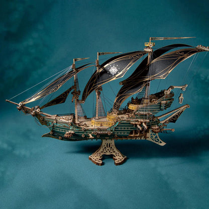 Estrelik™ | Secrets of the Aether 3D Steampunk Pirate Ship Wooden Assembly Kit