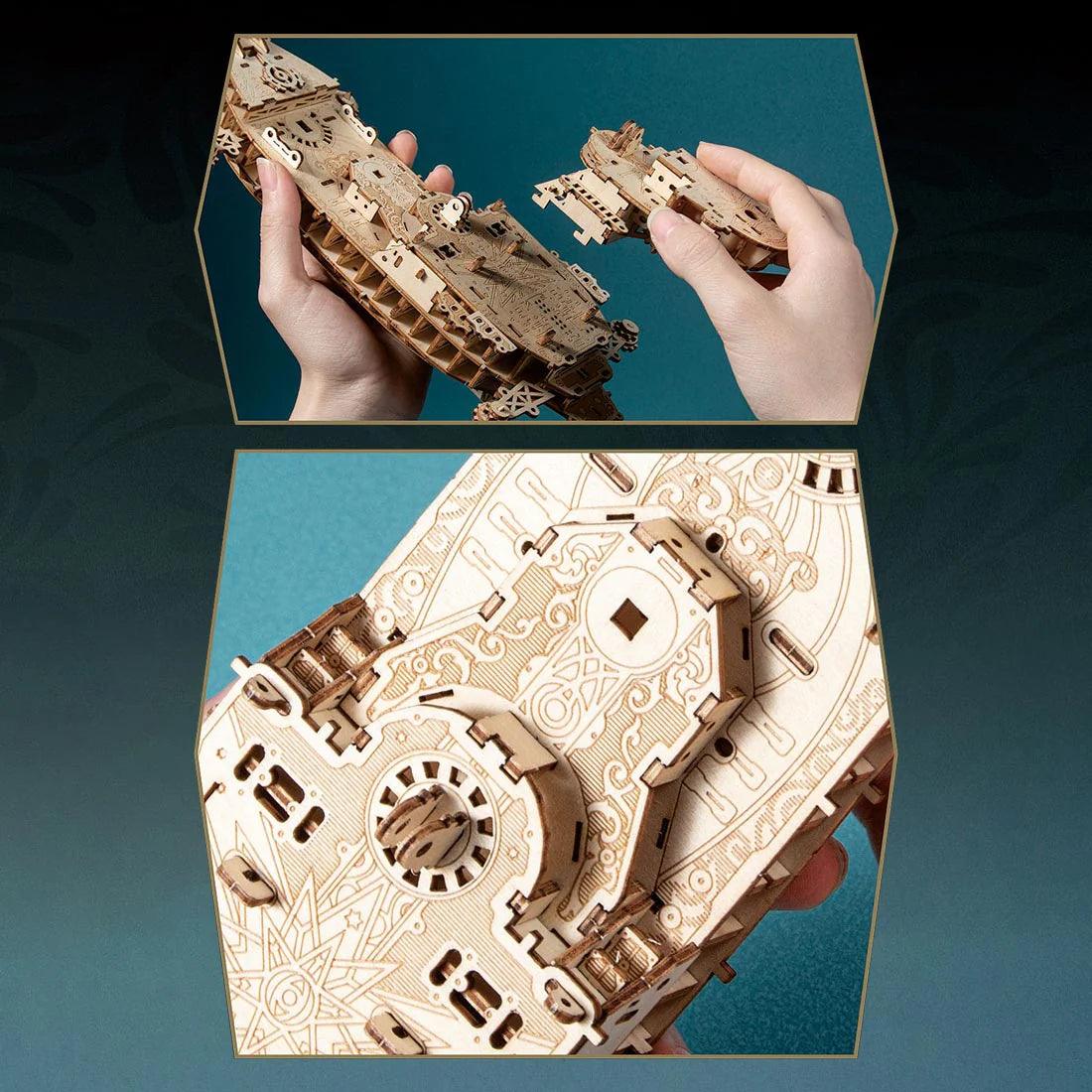 Estrelik™ | Secrets of the Aether 3D Steampunk Pirate Ship Wooden Assembly Kit