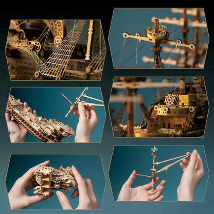 Estrelik™ | Secrets of the Aether 3D Steampunk Pirate Ship Wooden Assembly Kit