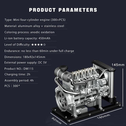 Estrelik™ | DIY 1/10 Full Metal Mini L4 OHV Inline 4 Cylinder Engine Model Kit that Works
