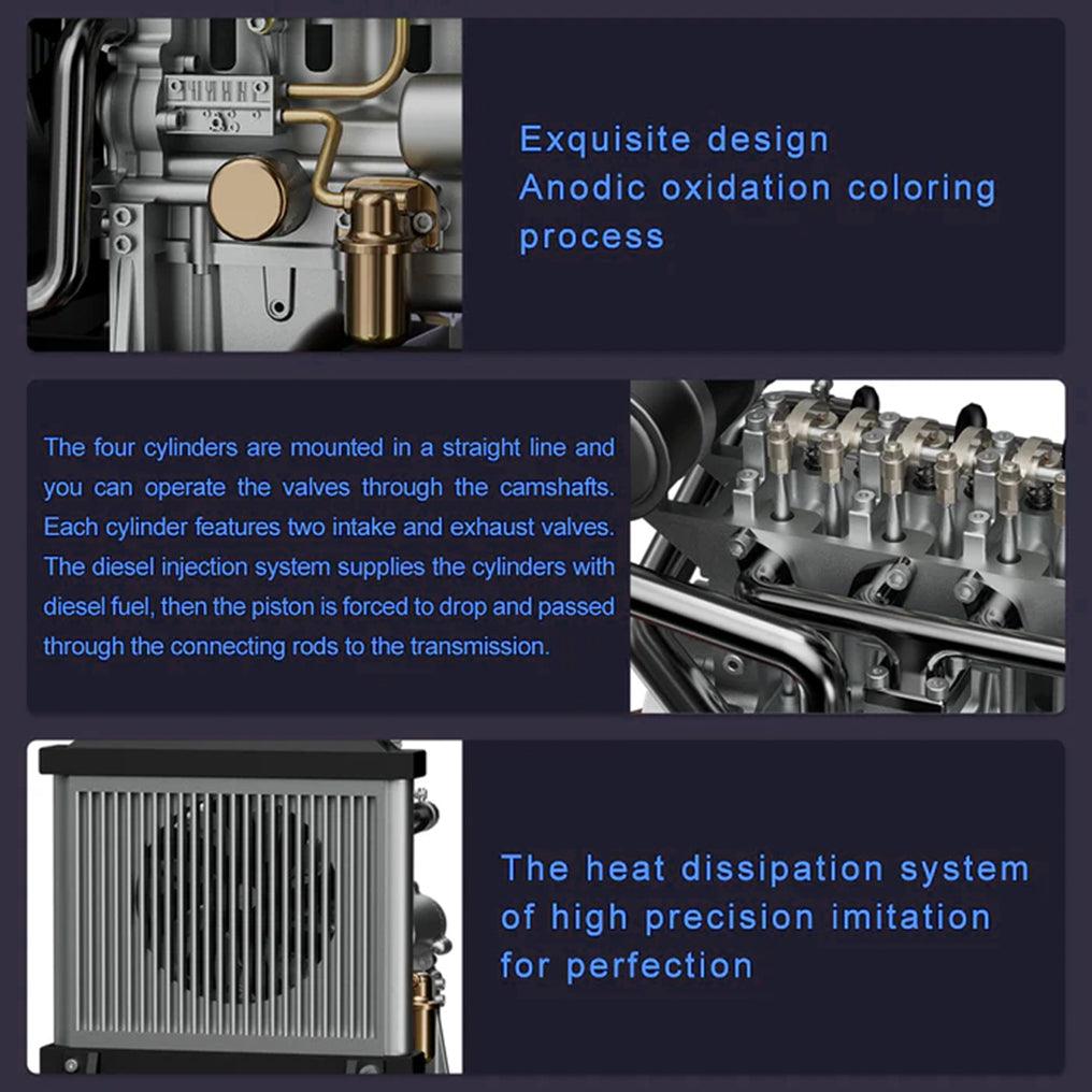 Estrelik™ | DIY 1/10 Full Metal Mini L4 OHV Inline 4 Cylinder Engine Model Kit that Works