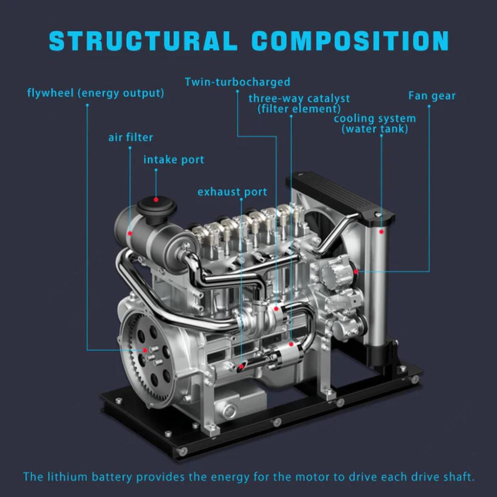 Estrelik™ | DIY 1/10 Full Metal Mini L4 OHV Inline 4 Cylinder Engine Model Kit that Works