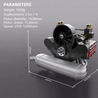 Estrelik™ | DIY 4 Cylinder Four-Stroke 14cc Nitro H4 Engine Model Kit FS-B400