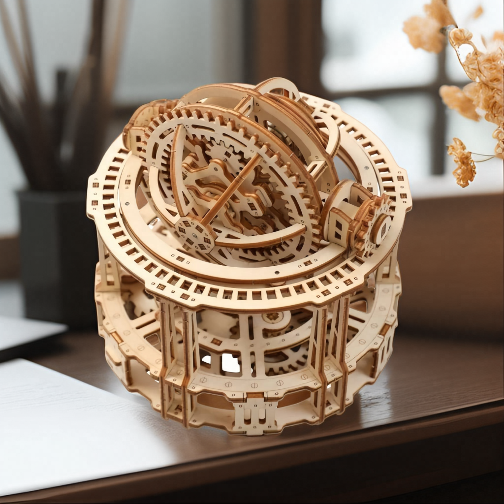 Estrelik™ | Spherical Tourbillon Chronograph - Mechanical Wooden Clock Kit