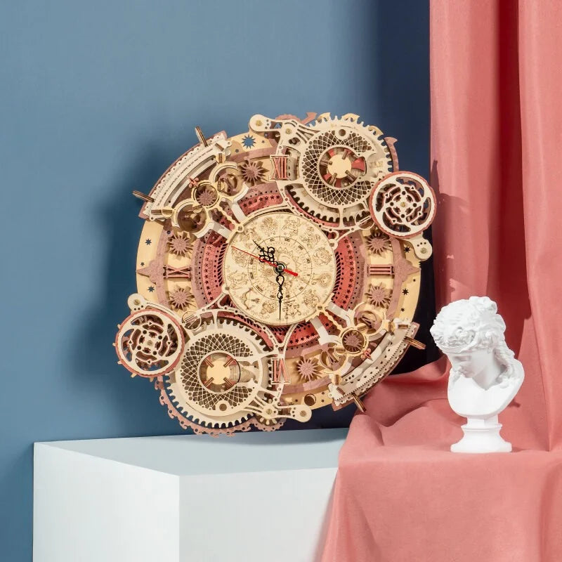 Estrelik™ | Enchanted Zodiac Wall Clock Time Keeper -  3D Wooden Model kit