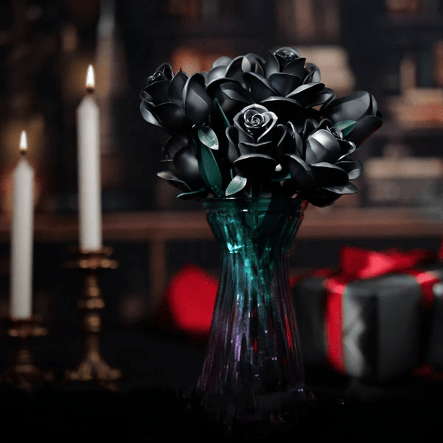 Estrelik™ | Eternal Black Rose Bouquet Building Blocks
