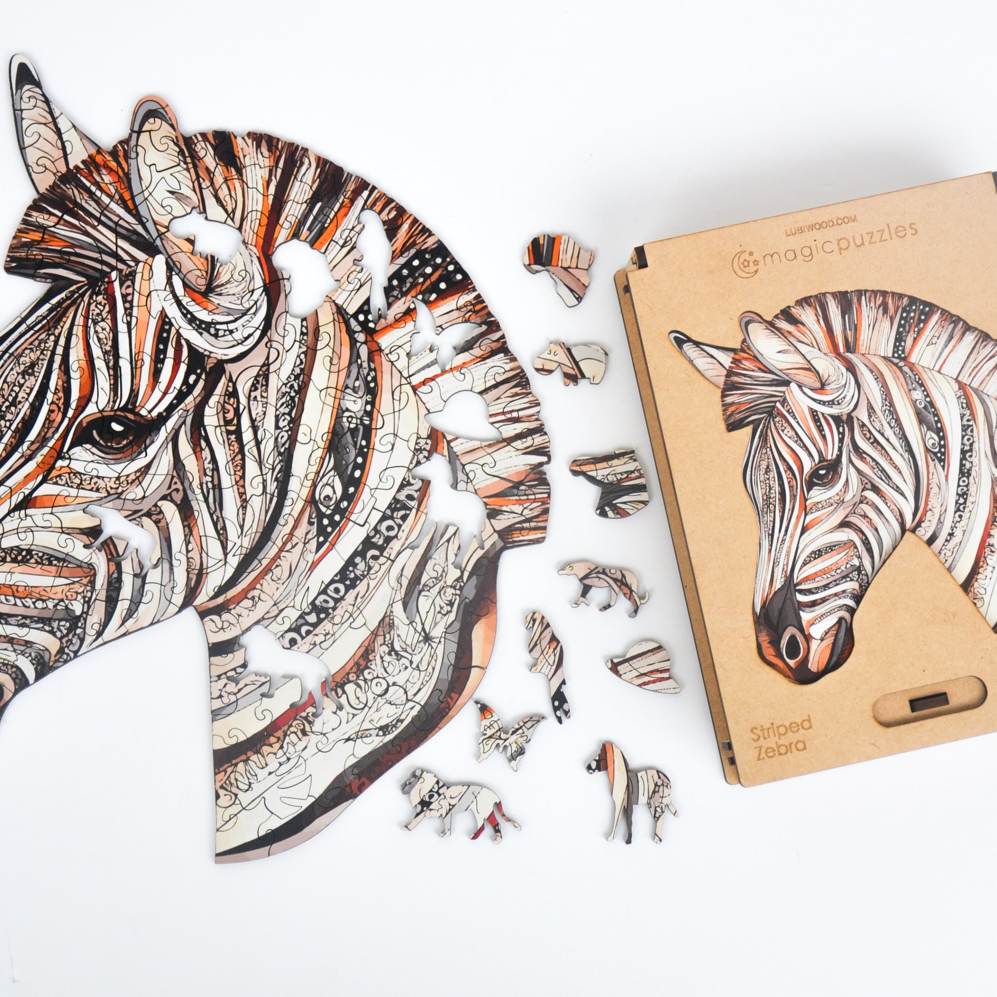 Pack Safari Premium: Rompecabezas de Madera León, Cebra, Jirafa. Juego Familiar.